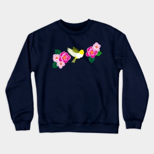 Japanese sakura flowers with yellow birds Crewneck Sweatshirt